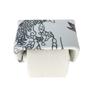 Toiletrolhouder van porselein met dragon design van TATTOOtoilet