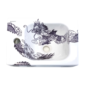 midi toiletfontein met een afbeelding van een Chinese draak door TATTOOtoilet, Esther Derkx